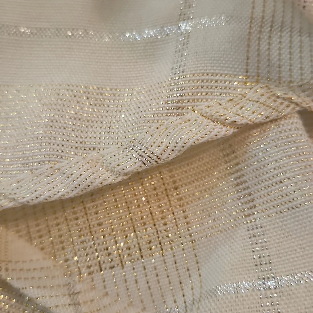 Beige Gold Silver Metallic Table Cloth 60
